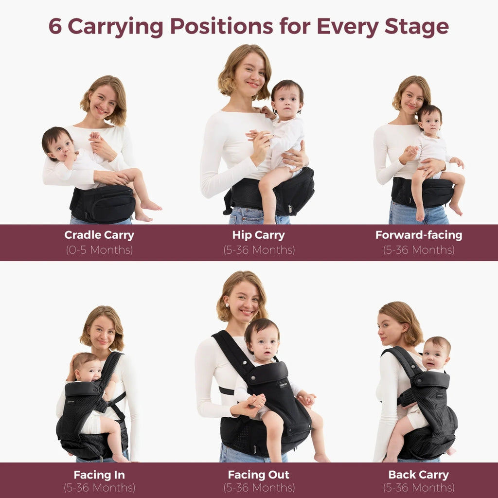 Canguru Ergonômico 2 em 1 com Hip Seat Momcozy Move2Fit - Suporte Pós-Parto